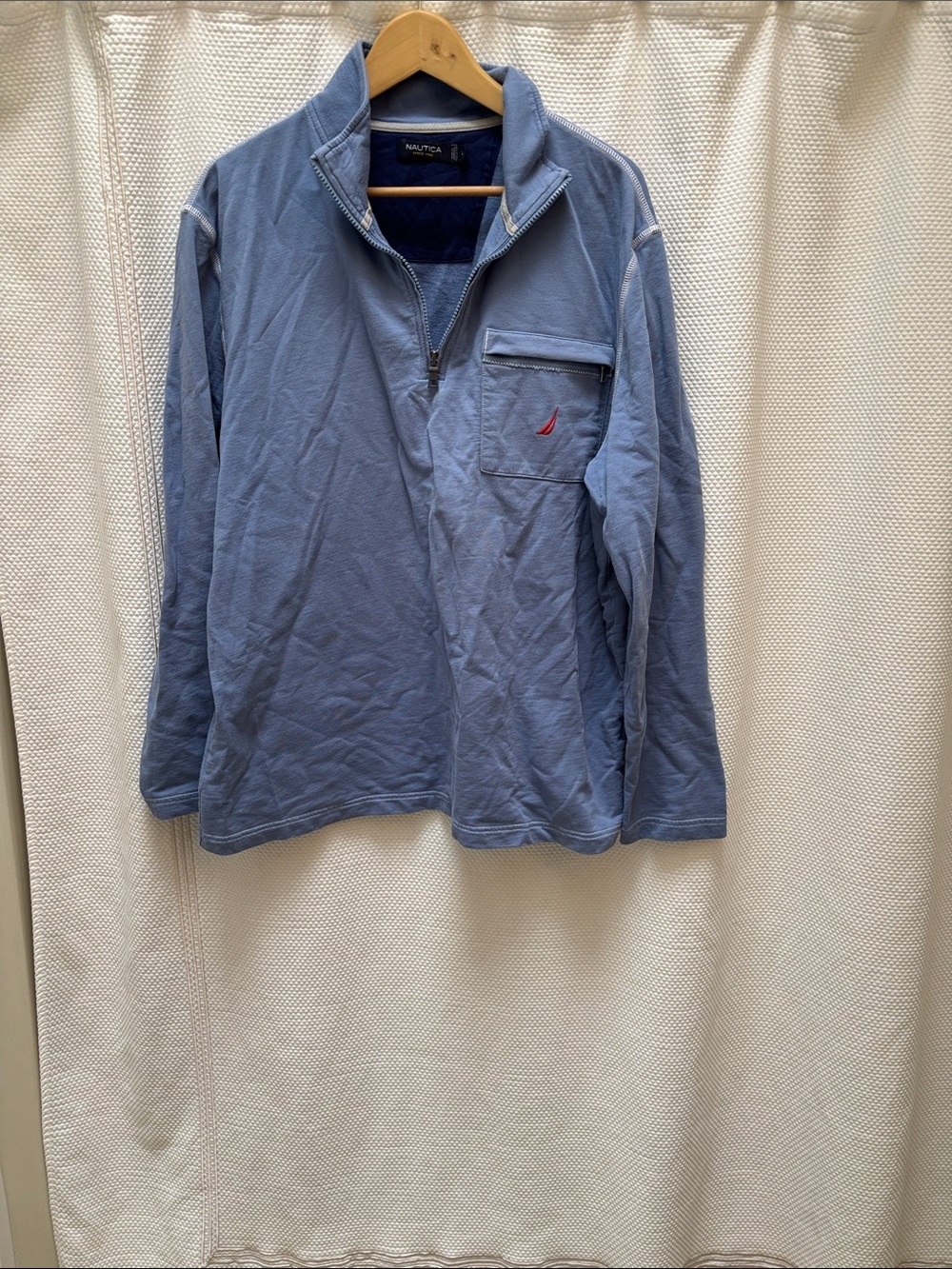 Nautica Light Blue Quarter-Zip Pullover with Chest Pocket